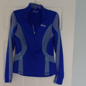 Fila Blue Long Sleeve Fitted Mock Neck Sweatshirt